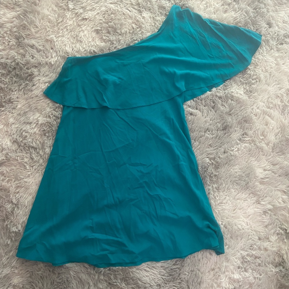 Teal One Shoulder Loft Dress